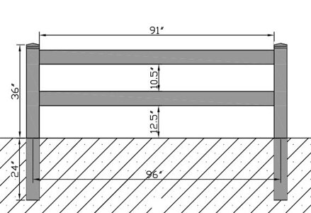 Műanyag kerítés 2 válaszfal, magassága 91,44 cm, hossza 2,4 m - fehér