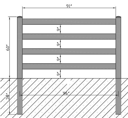 Műanyag kerítés 4 válaszfal, magassága 152,4 cm, hossza 2,4m - fehér