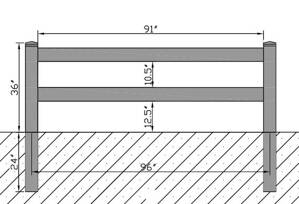 Műanyag kerítés 2 válaszfal, magassága 91,44 cm, hossza 2,4 m - fehér